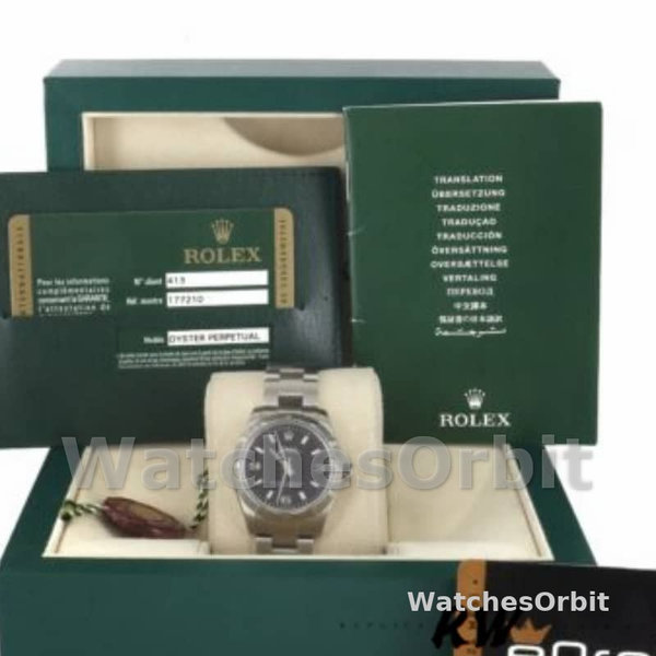 Rolex Oyster Perpetual 177210 Black Dial Stainless Steel 31mm Lady Replica Watch
