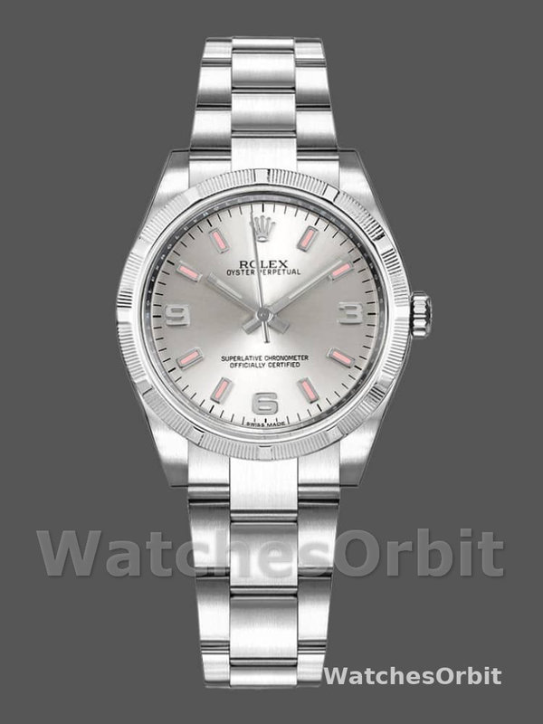 Rolex Oyster Perpetual 177210 Silver Dial Pink Hour Markers 31mm Lady Replica Watch
