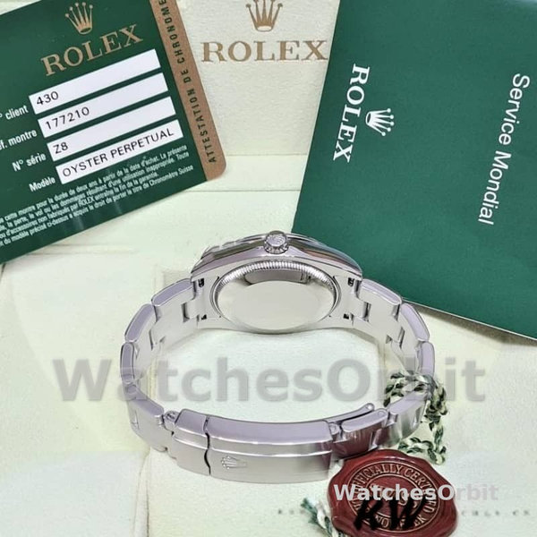 Rolex Oyster Perpetual 177210 Silver Dial Pink Hour Markers 31mm Lady Replica Watch