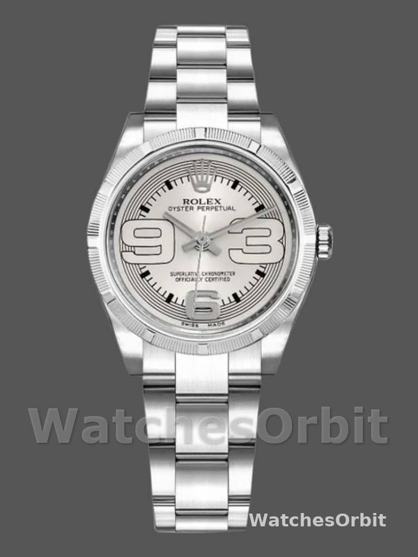 Rolex Oyster Perpetual 177210 Silver Maxi Arabic Dial 31mm Lady Replica Watch