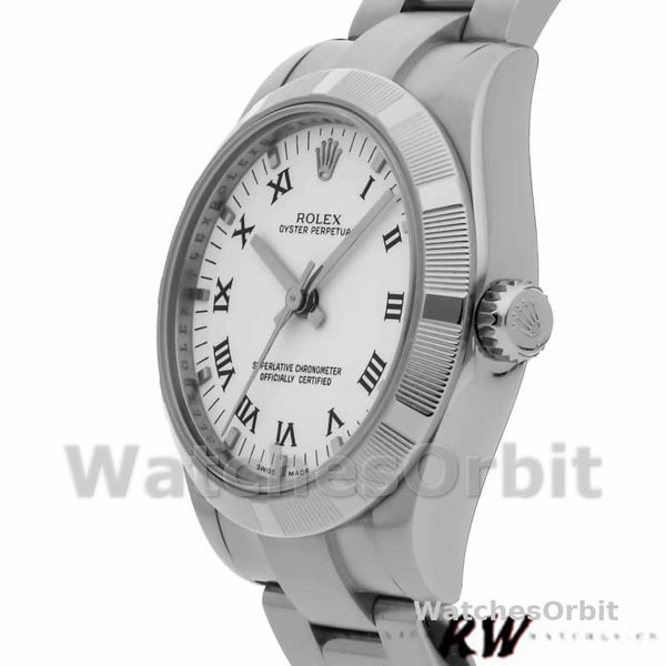 Rolex Oyster Perpetual 177210 Stainless Steel White Roman Dial 31mm Lady Replica Watch