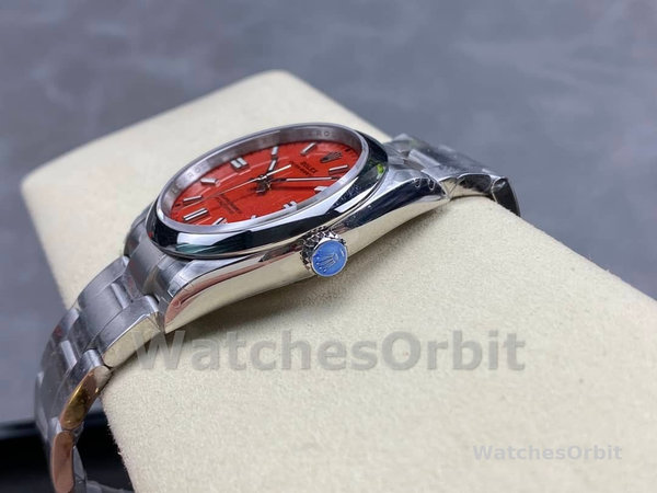 Rolex Oyster Perpetual Coral Red Dial Oyster Bracelet 126000 0007
