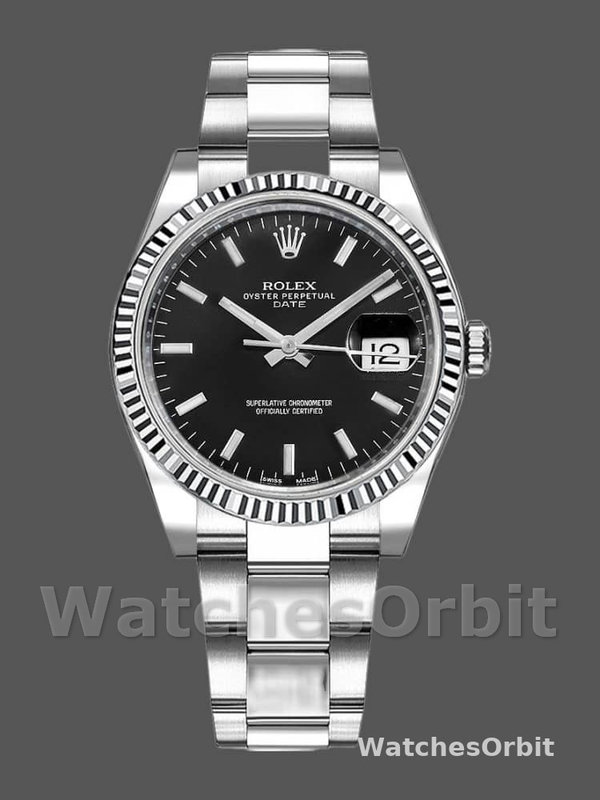 Rolex Oyster Perpetual Date 115234 Black Dial 34mm Unisex Replica Watch
