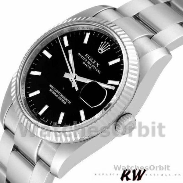 Rolex Oyster Perpetual Date 115234 Black Dial 34mm Unisex Replica Watch