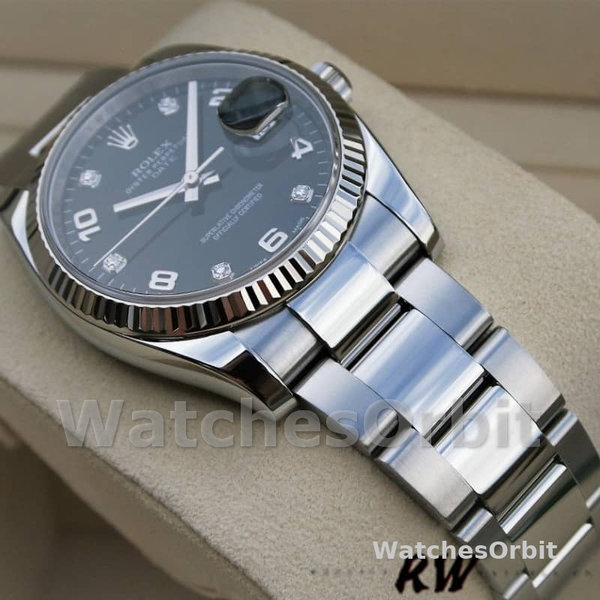 Rolex Oyster Perpetual Date 115234 Black Diamond Dial 34mm Unisex Replica Watch