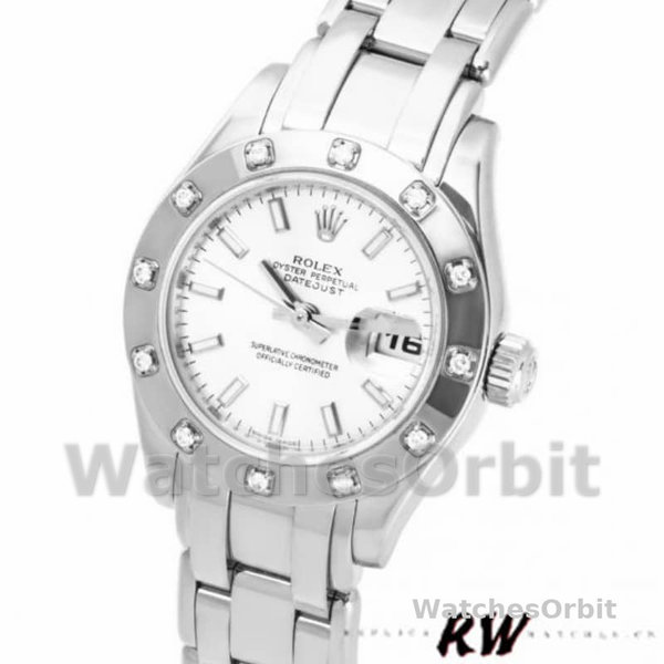 Rolex Masterpiece Pearlmaster 80319 White Dial 29MM Lady Replica Watch