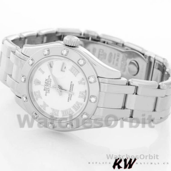 Rolex Masterpiece Pearlmaster 80319 White Roman Dial 29MM Lady Replica Watch