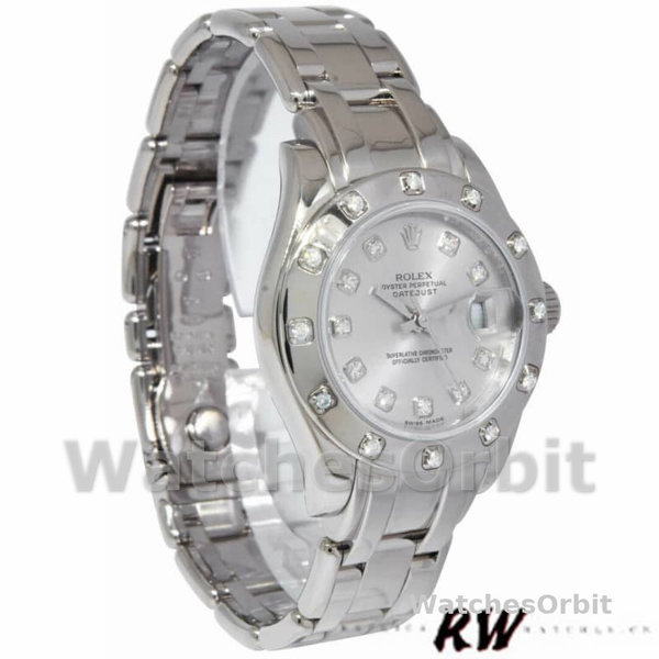 Rolex Pearlmaster 80319 Silver Diamond Dial 29MM Lady Replica Watch