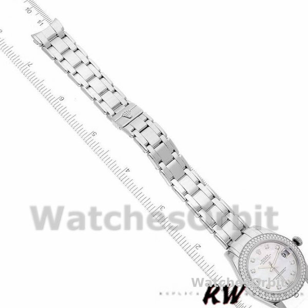 Rolex Pearlmaster 81339 White MOP Diamond Dial 34mm Lady Replica Watch
