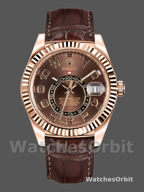 Rolex Sky-Dweller 326135 Chocolate Arabic Sunray Brown Dial 42MM Mens Replica Watch