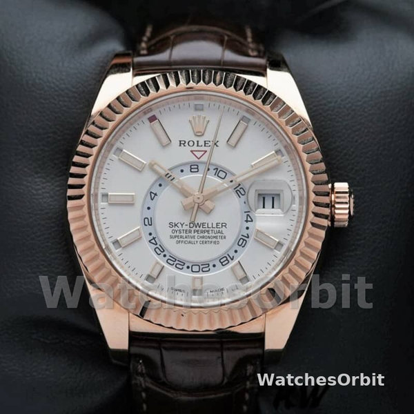 Rolex Sky-Dweller 326135 White Dial Rose Gold 42MM Mens Replica Watch