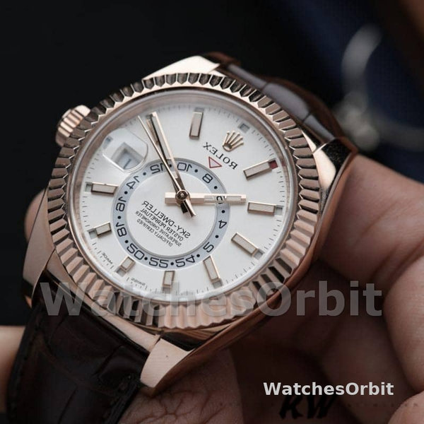 Rolex Sky-Dweller 326135 White Dial Rose Gold 42MM Mens Replica Watch