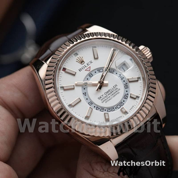 Rolex Sky-Dweller 326135 White Dial Rose Gold 42MM Mens Replica Watch