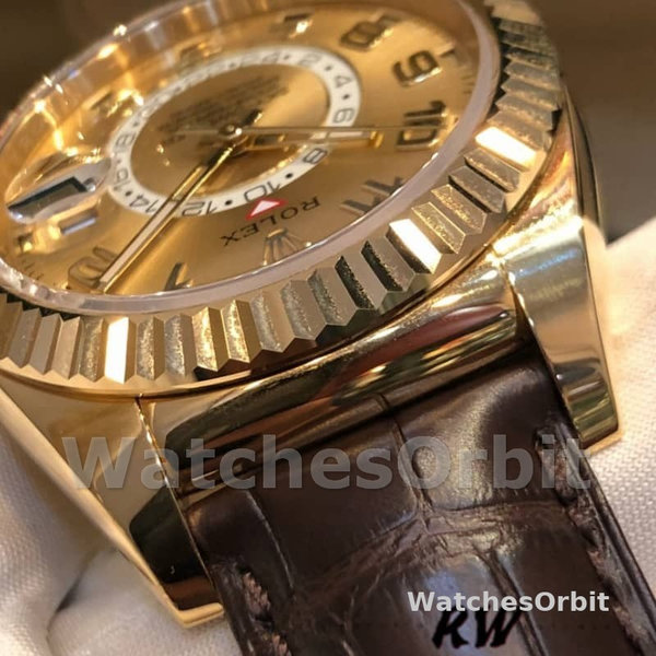 Rolex Sky-Dweller 326138 Champagne Arabic Dial Yellow Gold 42MM Mens Replica Watch
