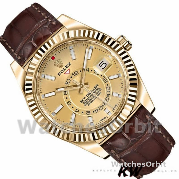 Rolex Sky-Dweller 326138 Champagne Dial Yellow Gold 42MM Mens Replica Watch