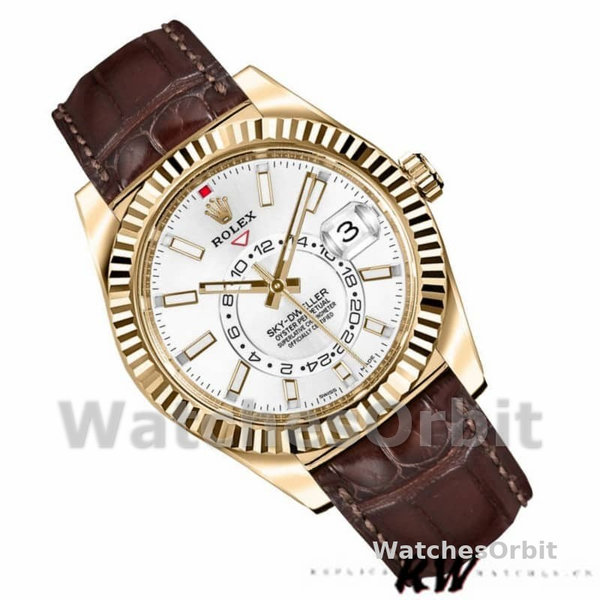 Rolex Sky-Dweller 326138 White Dial Yellow Gold 42MM Mens Replica Watch