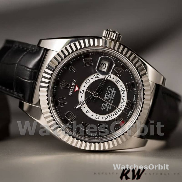 Rolex Sky-Dweller 326139 Black Dial Leather Strap 42MM Mens Replica Watch