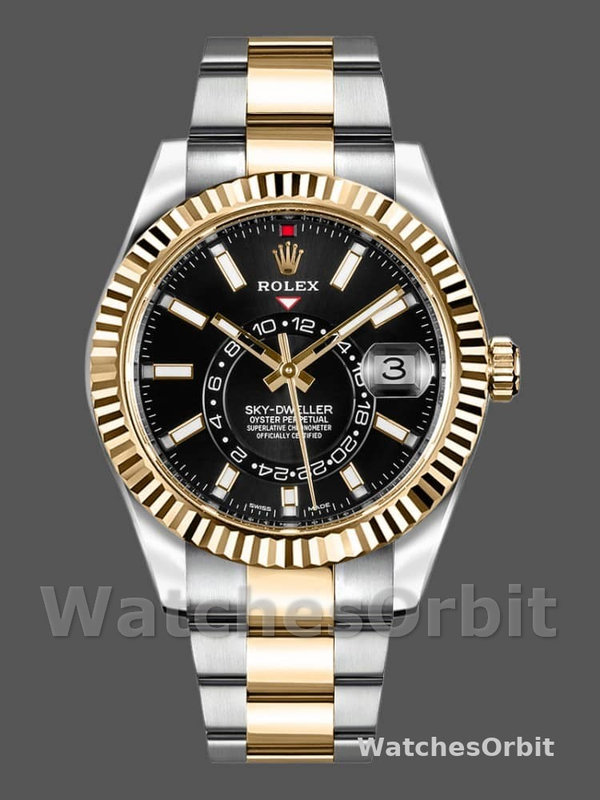 Rolex Sky-Dweller 326933 Black Dial Stainless Steel 42MM Mens Replica Watch