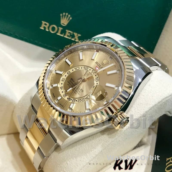 Rolex Sky-Dweller 326933 Champagne Dial Stainless Steel 42MM Mens Replica Watch