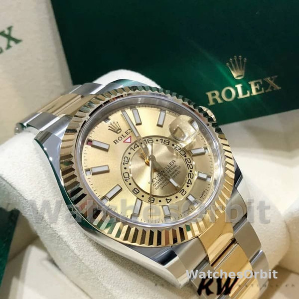 Rolex Sky-Dweller 326933 Champagne Dial Stainless Steel 42MM Mens Replica Watch