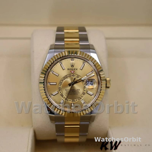 Rolex Sky-Dweller 326933 Champagne Dial Stainless Steel 42MM Mens Replica Watch