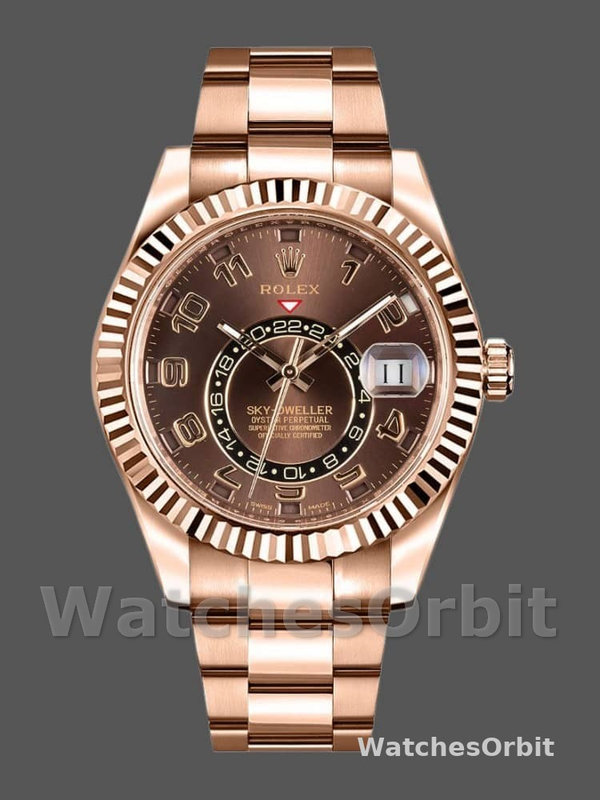 Rolex Sky-Dweller 326935 Everose Gold Chocolate Arabic Dial 42mm Mens Replica Watch