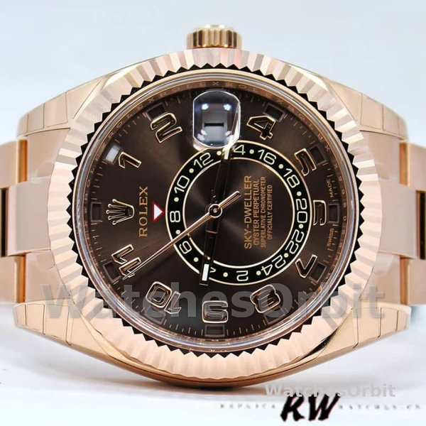 Rolex Sky-Dweller 326935 Everose Gold Chocolate Arabic Dial 42mm Mens Replica Watch