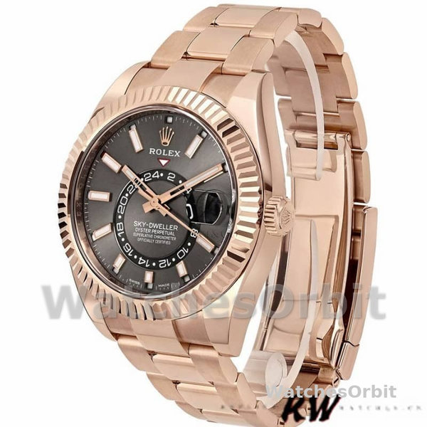 Rolex Sky-Dweller 326935 Everose Gold Dark Rhodium Stick Dial 42mm Mens Replica Watch