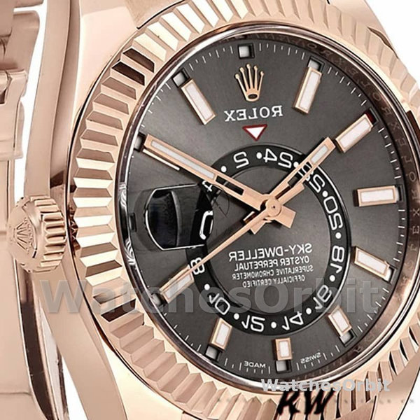 Rolex Sky-Dweller 326935 Everose Gold Dark Rhodium Stick Dial 42mm Mens Replica Watch