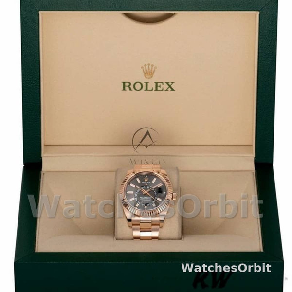 Rolex Sky-Dweller 326935 Everose Gold Dark Rhodium Stick Dial 42mm Mens Replica Watch