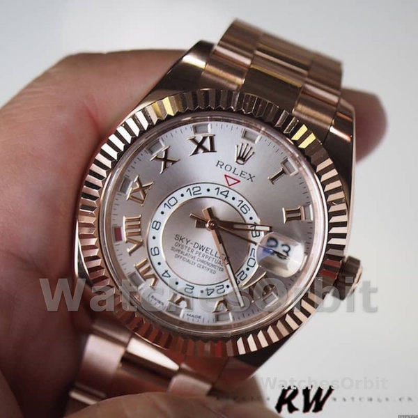 Rolex Sky-Dweller 326935 Rose Gold White Dial 42mm Mens Replica Watch