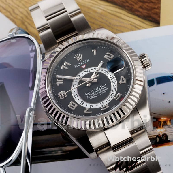 Rolex Sky-Dweller 326939 Fluted Bezel Black Dial 42MM Mens Replica Watch