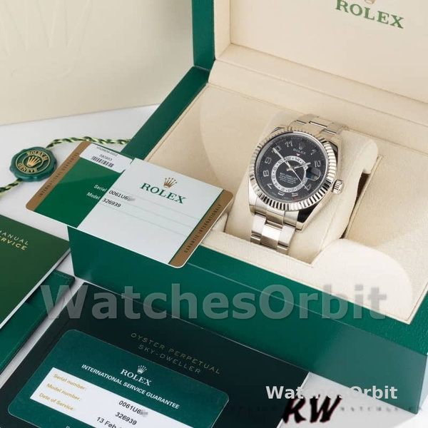 Rolex Sky-Dweller 326939 Fluted Bezel Black Dial 42MM Mens Replica Watch