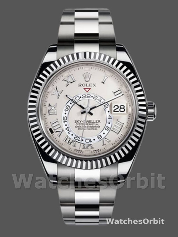 Rolex Sky-Dweller 326939 Fluted Bezel Ivory Dial 42MM Mens Replica Watch