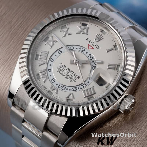 Rolex Sky-Dweller 326939 Fluted Bezel Ivory Dial 42MM Mens Replica Watch