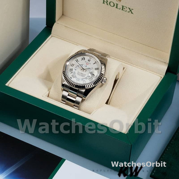 Rolex Sky-Dweller 326939 Fluted Bezel Ivory Dial 42MM Mens Replica Watch