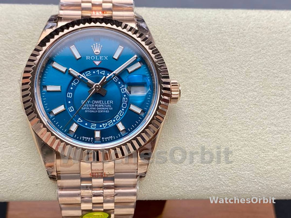 Rolex Sky Dweller 42 Everose Gold Blue Green Dial m336935 0005 Men's Watch