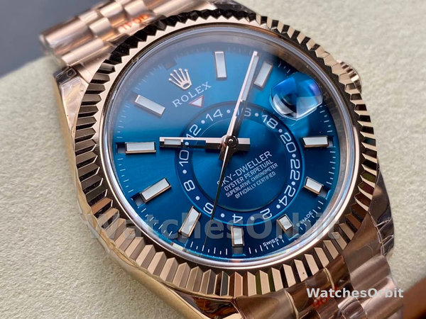 Rolex Sky Dweller 42 Everose Gold Blue Green Dial m336935 0005 Men's Watch
