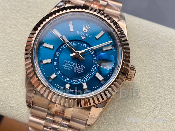 Rolex Sky Dweller 42 Everose Gold Blue Green Dial m336935 0005 Men's Watch