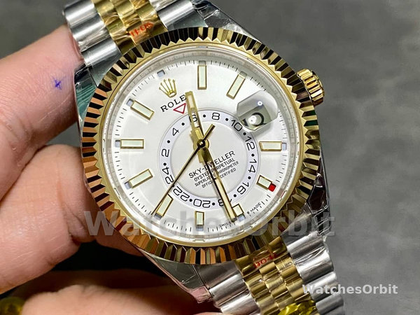 Rolex Sky Dweller 42 White Dial Yellow Gold Stainless Steel Jubilee 336933 0006