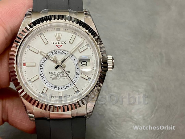 Rolex Sky Dweller 42 White Gold White Dial Oysterflex M336239 0003