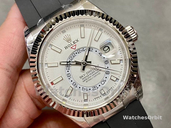 Rolex Sky Dweller 42 White Gold White Dial Oysterflex M336239 0003