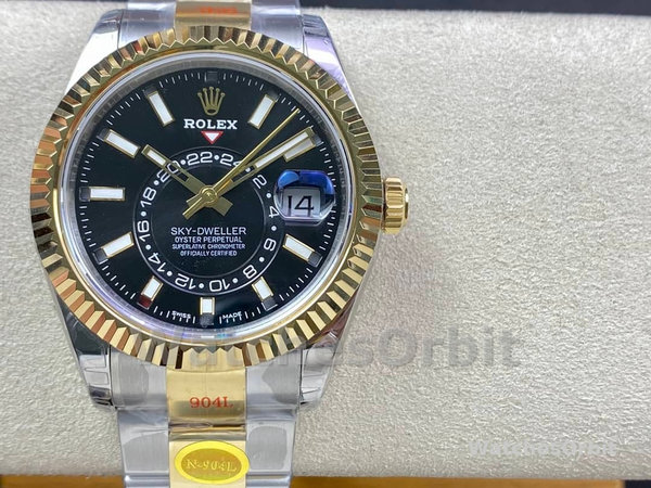 Rolex Sky Dweller 42 Yellow Rolesor Black Dial Oyster M336933 0003 Men's Watch