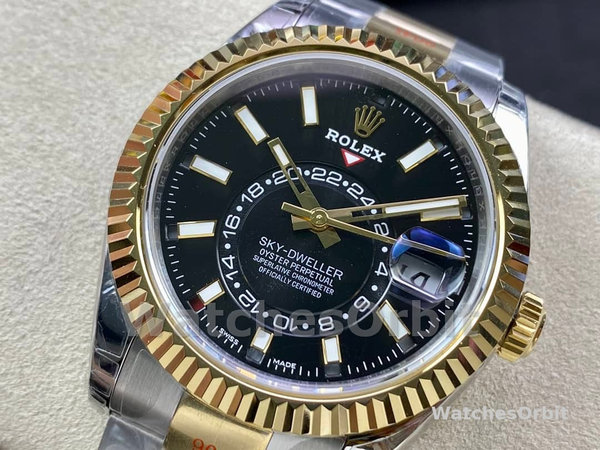 Rolex Sky Dweller 42 Yellow Rolesor Black Dial Oyster M336933 0003 Men's Watch