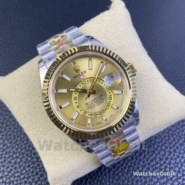 Rolex Sky Dweller 42mm Champagne Dial Stick Markers Jubilee M336933 0002 Men's Watch