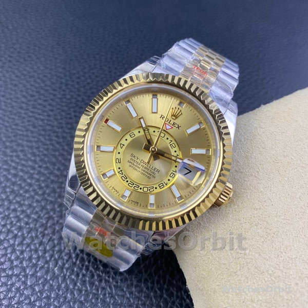 Rolex Sky Dweller 42mm Champagne Dial Stick Markers Jubilee M336933 0002 Men's Watch