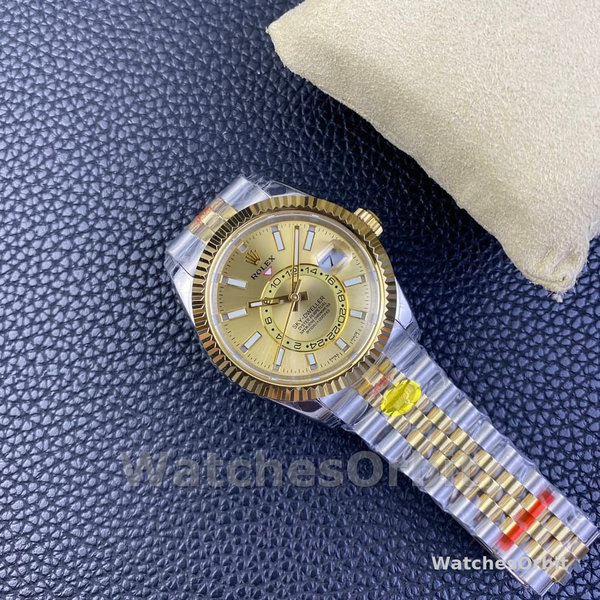Rolex Sky Dweller 42mm Champagne Dial Stick Markers Jubilee M336933 0002 Men's Watch