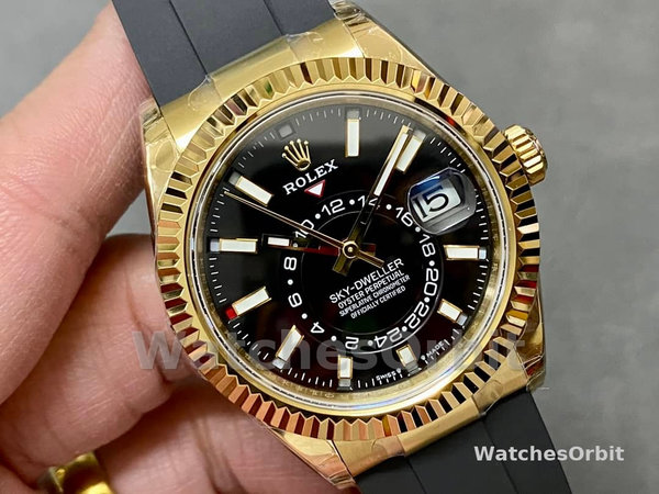 Rolex Sky Dweller m336238 0002 Yellow Gold Black Dial 42mm Mens Replica Watch