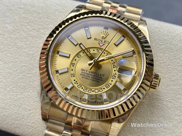 Rolex Sky-Dweller m336938-0004 Yellow Gold Champagne Dial 42mm Mens Replica Watch