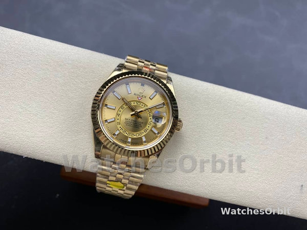 Rolex Sky-Dweller m336938-0004 Yellow Gold Champagne Dial 42mm Mens Replica Watch